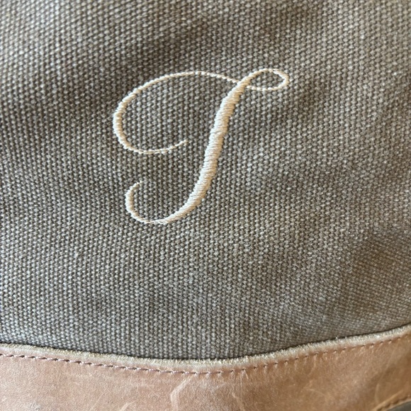 LL Bean Vintage Leather and Tan Canvas Messenger Crossbody Laptop Bag - Picture 2 of 14